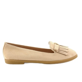 Beige lordsy loafers tillverkade av ekologisk mocka 2358