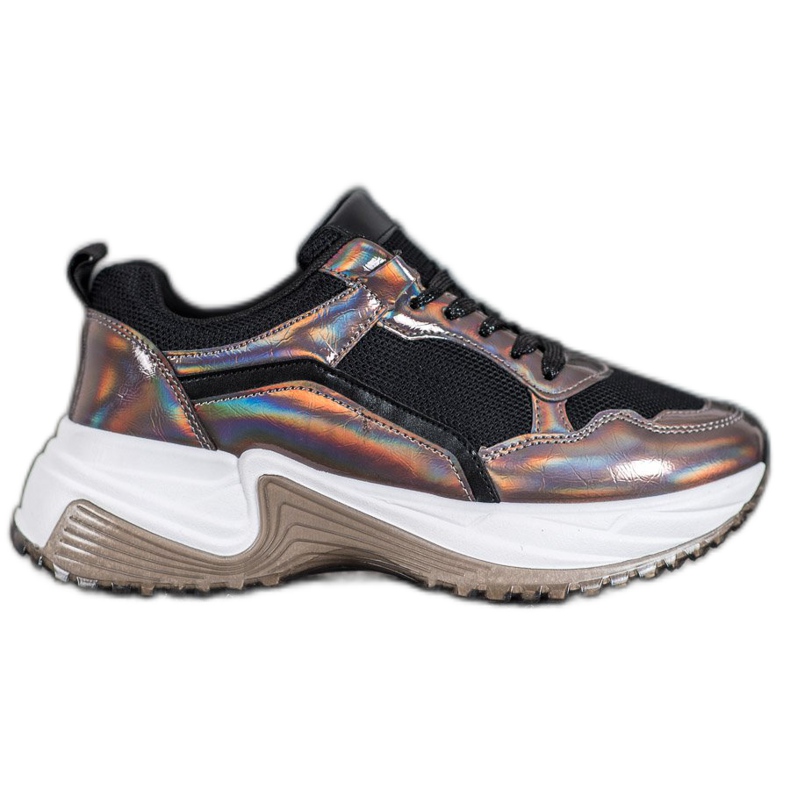 SHELOVET Mode sneakers med Holo -effekt brun svart