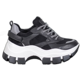 Weide Svarta sneakers på plattformen