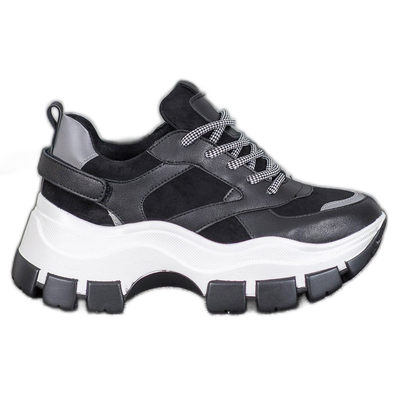 Weide Svarta sneakers på plattformen