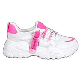 SHELOVET Mode sport sneakers vit rosa