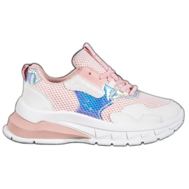SHELOVET Sneakers med mesh vit rosa