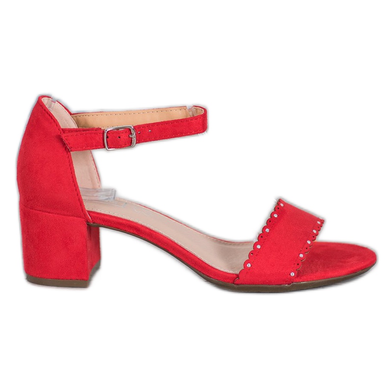 Filippo Sandaler i mocka med pärlor röd