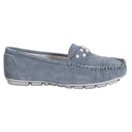 Filippo Läder Loafers med pärlor grå