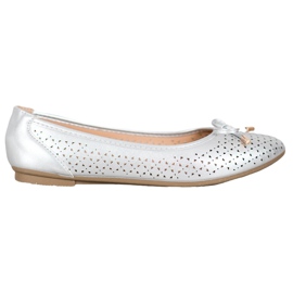 SHELOVET Openwork Ballerina med ekoläder grå