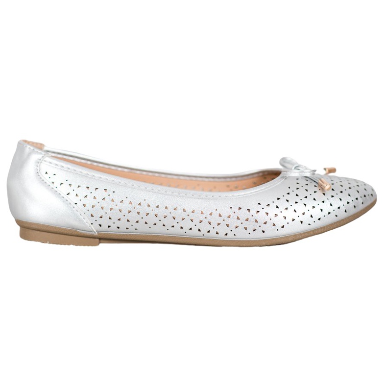 SHELOVET Openwork Ballerina med ekoläder grå