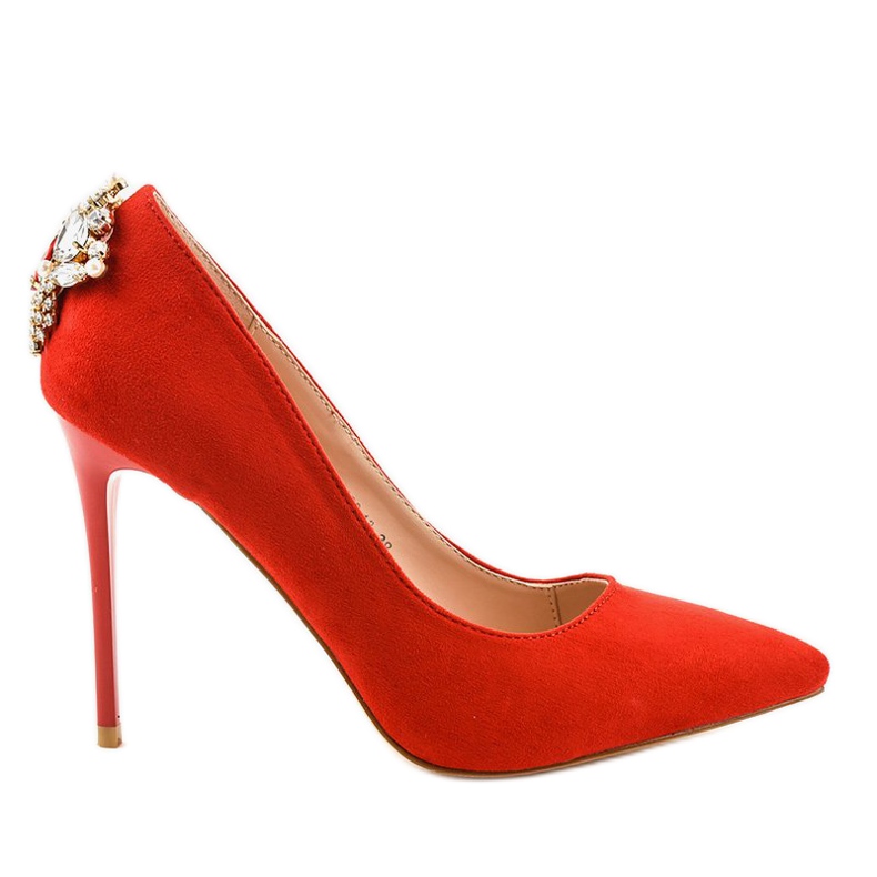 Röda klassiska klackar med cubic zirconia 9229-13