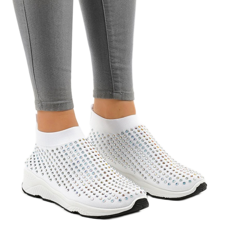 Vita sportskor med kubiska zirkoner LG27