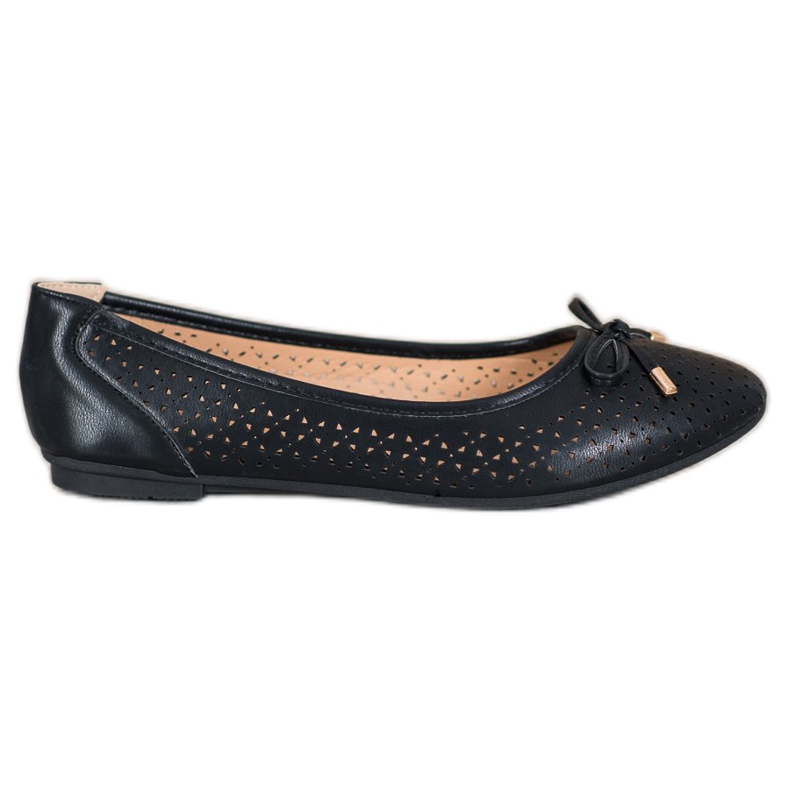 SHELOVET Openwork Ballerina med ekoläder svart