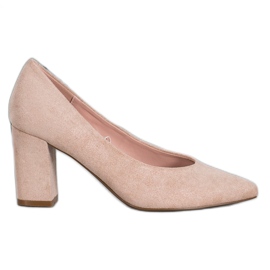 W. Potocki Pumpar med glitter beige gyllene