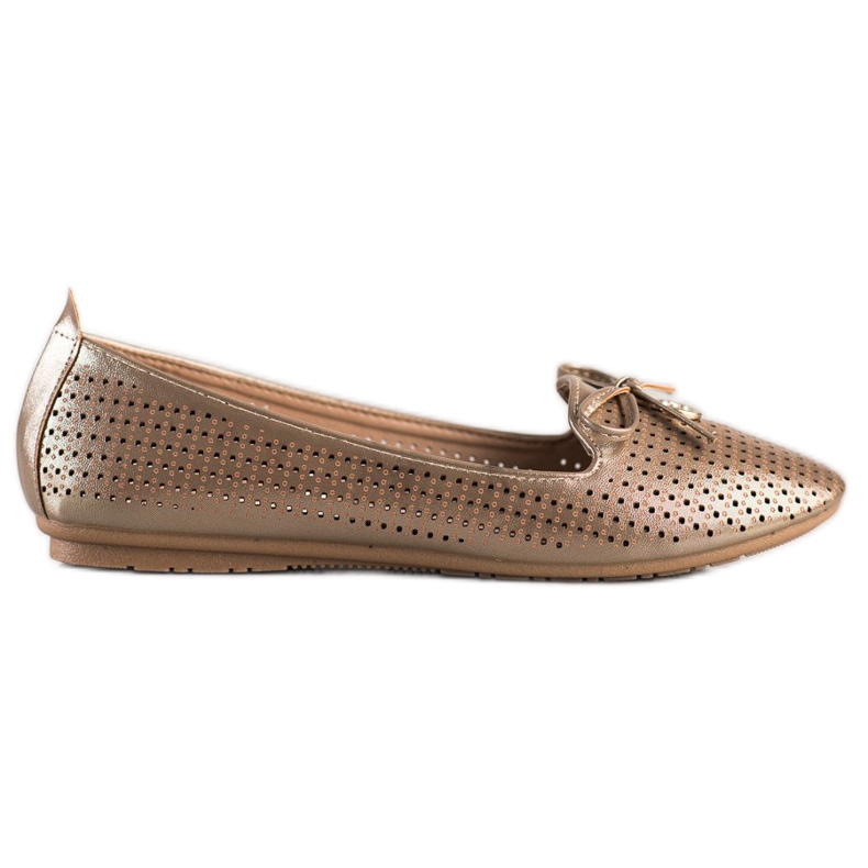 Openwork Ballerina med en VINCEZA rosett beige gyllene
