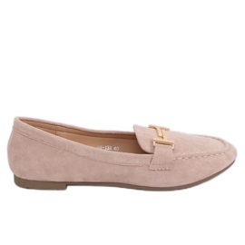 Dam beige loafers 99-13A Beige brun gul