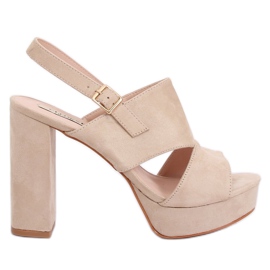 Sandaler på stolpen beige 9R02 Beige brun grön