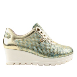 Golden Trendy Wedge Sneakers JFL663-5 gyllene
