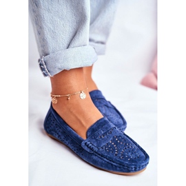 S.Barski Marinblå mocka loafers med mocka LR92309
