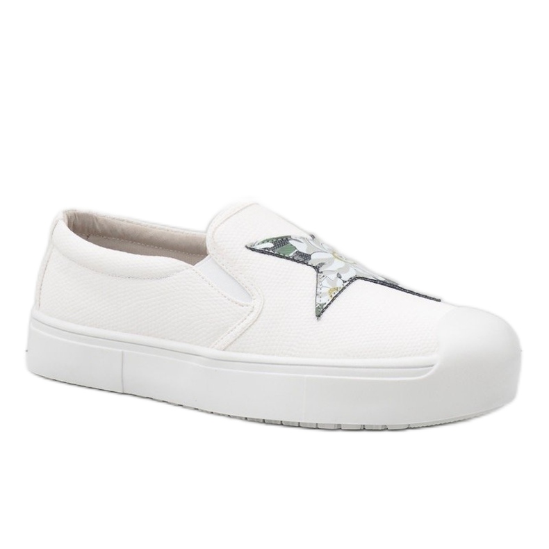 Vita slip-on sneakers med en stjärna JT28-41