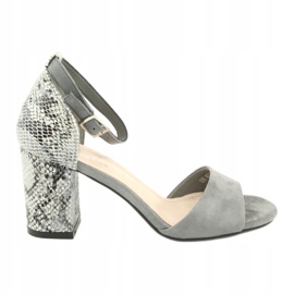 Sergio Leone Kvinnors sandaler på Post Animal Pattern SK873 GRÅ
