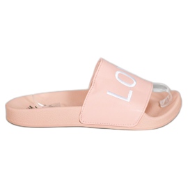 Small Swan LOVE &amp; HATE Eco Leather Tofflor rosa