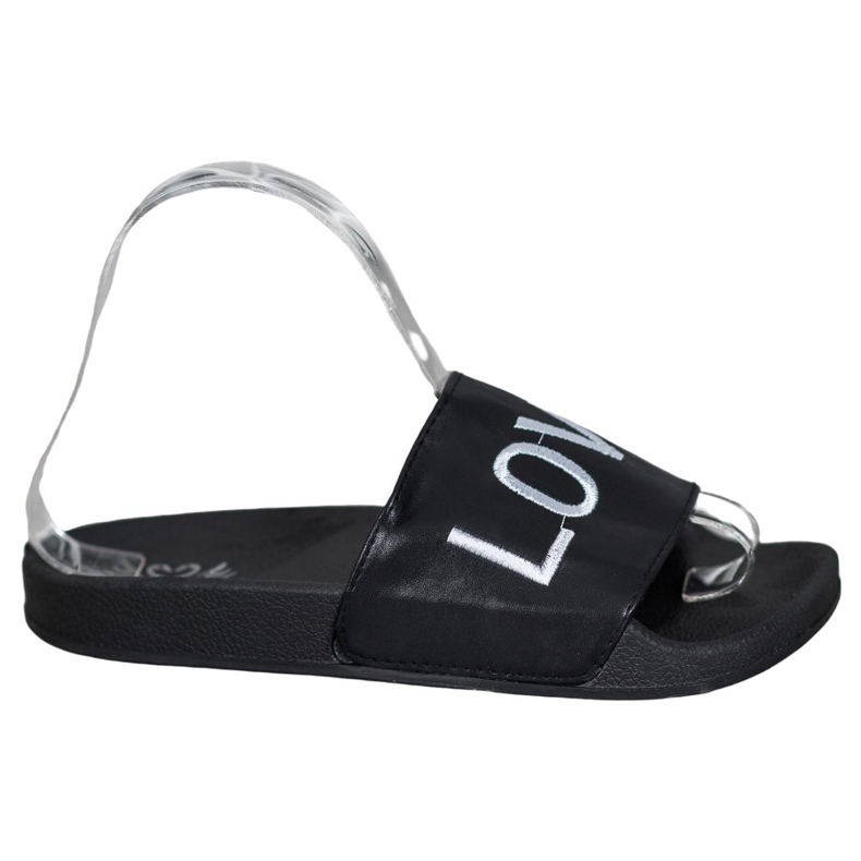 Small Swan LOVE &amp; HATE Eco Leather Tofflor svart