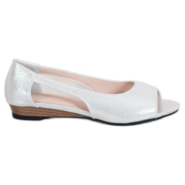 Open Toe VINCEZA ballerinor silver-
