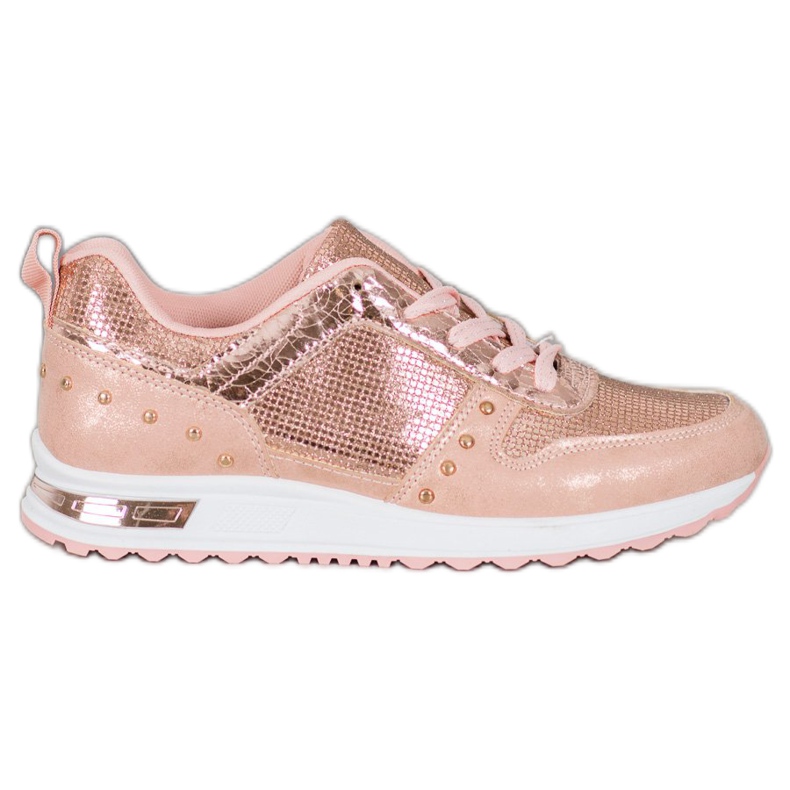 Emaks Glänsande sneakers på plattformen rosa gul