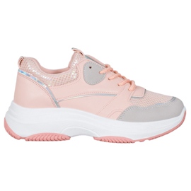Ideal Shoes Casual Platform Sneakers rosa