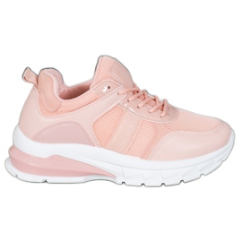 SHELOVET Snygga sneakers med mesh rosa