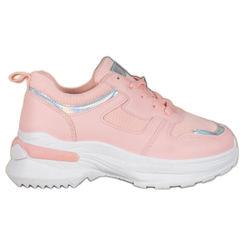 SHELOVET Rosa sneakers med Holo -effekt