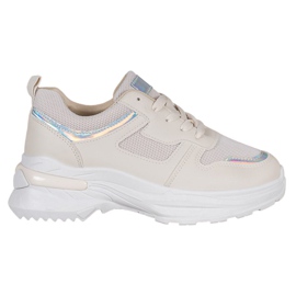 SHELOVET Beige sneakers med Holo -effekt