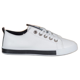 SHELOVET Snygga sneakers med ekoläder vit