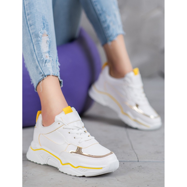 Ideal Shoes Vita Eco Leather Sneakers gul