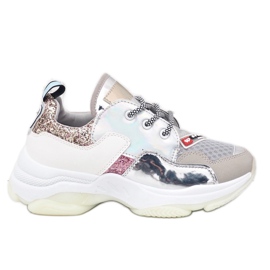 Silver snygga sportskor B0-206 grå mångfärgad