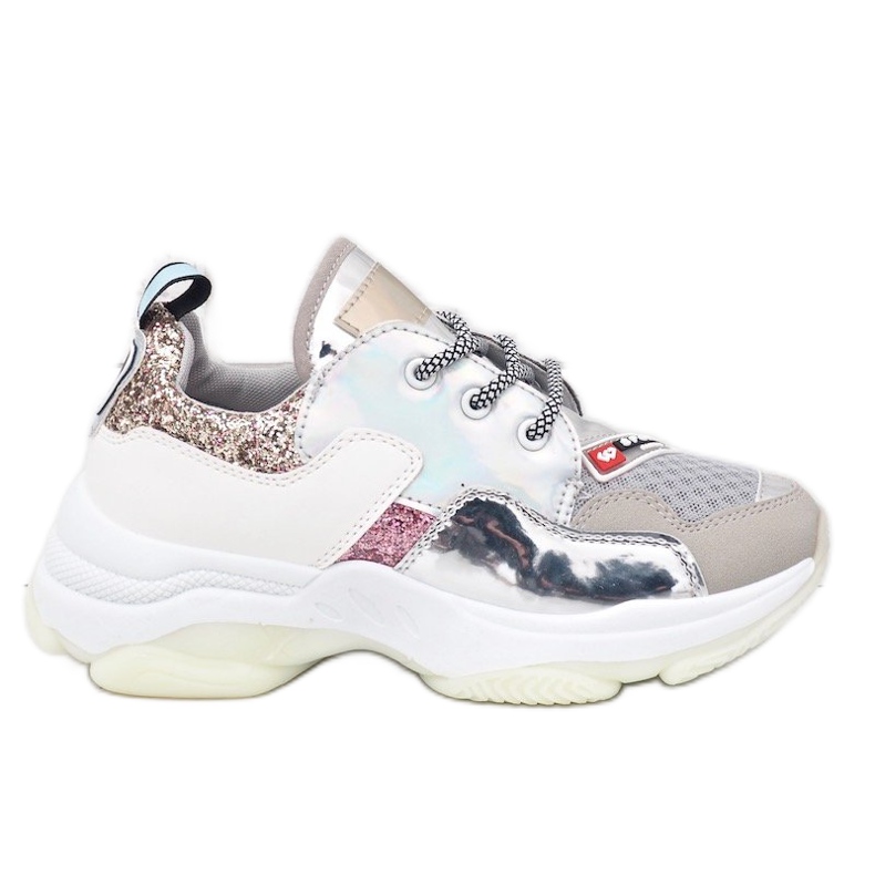 Silver snygga sportskor B0-206 grå mångfärgad