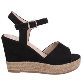 Svarta sandaler på kilklack 9R195 Svart