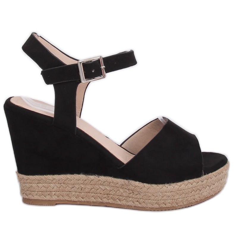 Svarta sandaler på kilklack 9R195 Svart