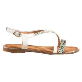 Small Swan Snygga sandaler i leopardmönster vit