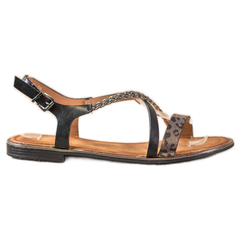 Small Swan Snygga sandaler i leopardmönster svart