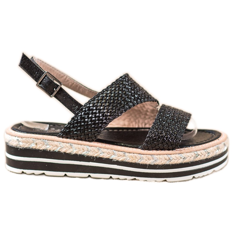 Small Swan Flätade sandaler på plattformen svart