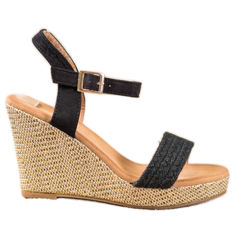 SHELOVET Snygga kilsandaler svart