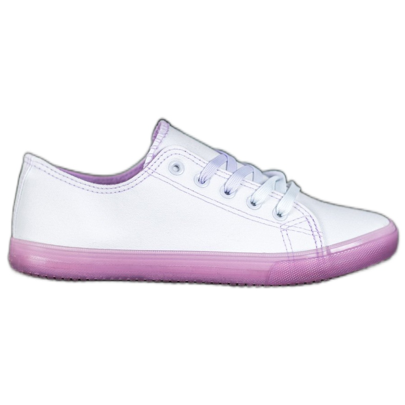 SHELOVET Sneakers med lila sula vit violett