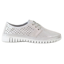 Kylie Läder Brogues på plattformen grå