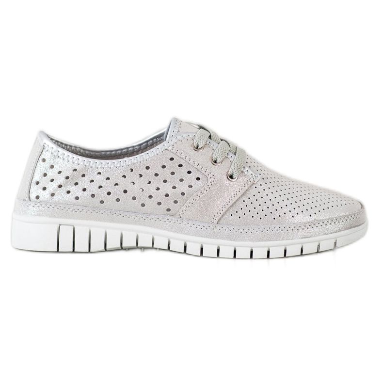 Kylie Läder Brogues på plattformen grå