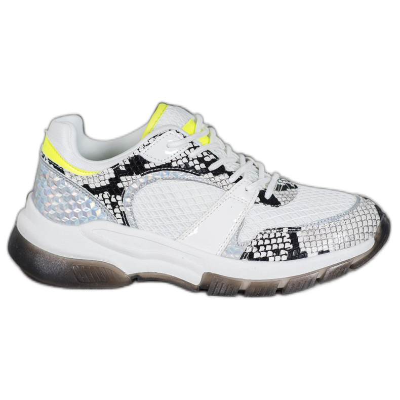 Kylie Bekväma Snake Print Sneakers vit mångfärgad