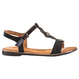 Small Swan Svarta sandaler med cubic zirconia