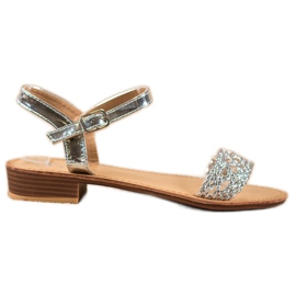 Small Swan Eleganta flätade sandaler grå