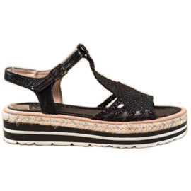 Small Swan Flätade sandaler på plattformen svart