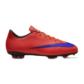 Nike Mercurial Victory V Fg Jr 651634-650 fotbollsskor röd apelsiner och röda