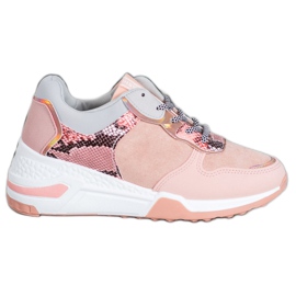 SHELOVET Snake Print Sneakers rosa