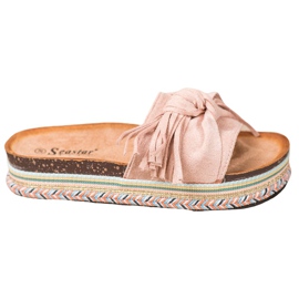 Seastar Tofflor med fransar rosa