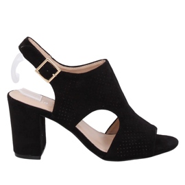 Svarta högklackade sandaler 99-33A Svart